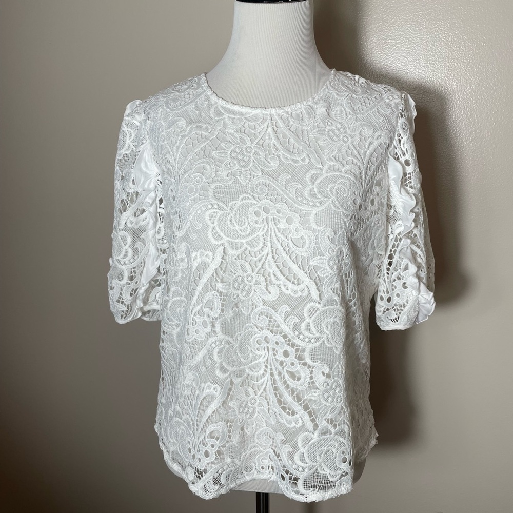 Express White Lace Blouse Medium
